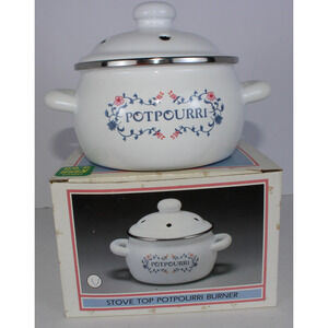 Vintage 1980s Stovetop Enamel Potpourri Burner Joy Import Co NIB Grannycore